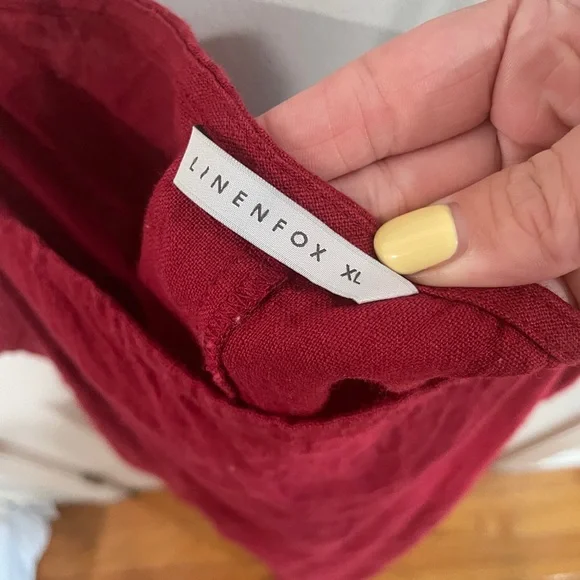 Linenfox Aurora Burgundy Red Linen Dress - Picture 5 of 6